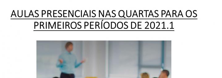 AULAS PRESENCIAIS NAS QUARTAS PARA OS PRIMEIROS PERÍODOS DE 2021.1